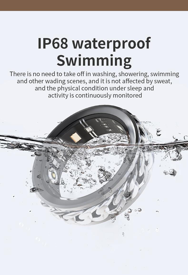 Smart Ring Diamond Design IP68 Waterproof Stainless Steel Health Tracker Heart Rate SpO2 Sleep Monitor Model X15 Sports Tracking