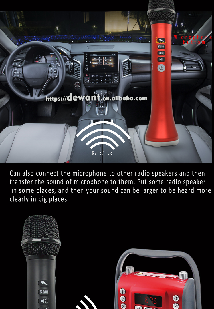 Dewant L-698 15W Powerful Handheld Mini Blue Tooth Karaoke Wireless Microphones With Speaker