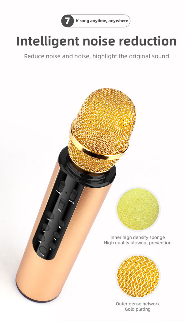 Karaoke Microphone 4 in 1 Wireless Microphone Handheld Portable Karaoke Machine, Home KTV Player Fot Android & IOS Devices