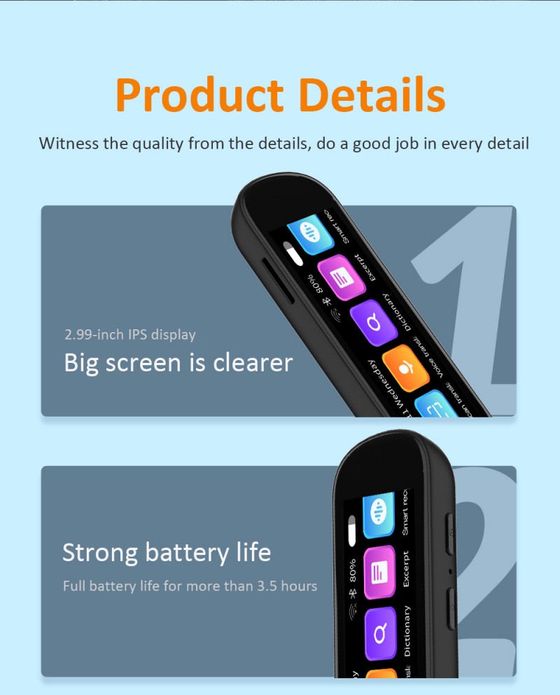 S8 PRO Translation Pen IPS Display Global Voice Translation Text Reader Smart AI Portable Translator with Speech Recognition