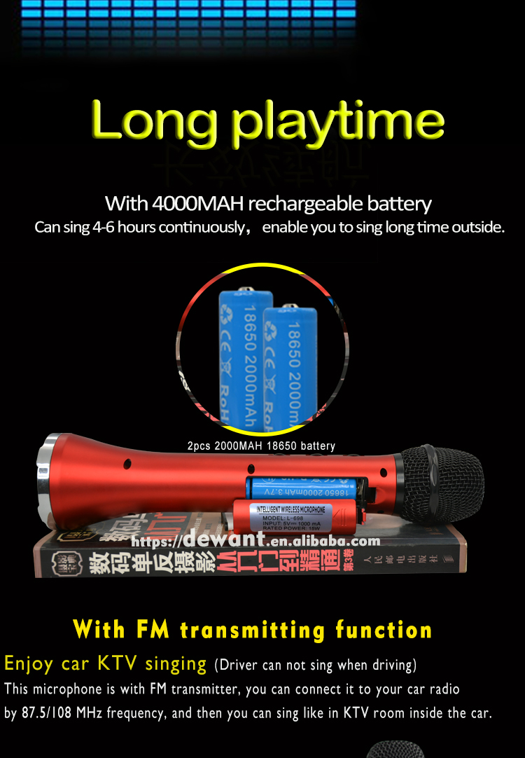 Dewant L-698 15W Powerful Handheld Mini Blue Tooth Karaoke Wireless Microphones With Speaker