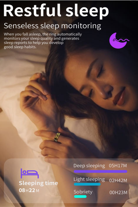 Smart Health Ring Stainless Steel Waterproof Sleep Heart Rate Tracker Fashion Intelligent Jewelry Android IOS 7-15 Days Battery