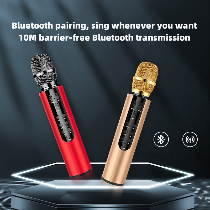 Karaoke Microphone 4 in 1 Wireless Microphone Handheld Portable Karaoke Machine, Home KTV Player Fot Android &amp; IOS Devices