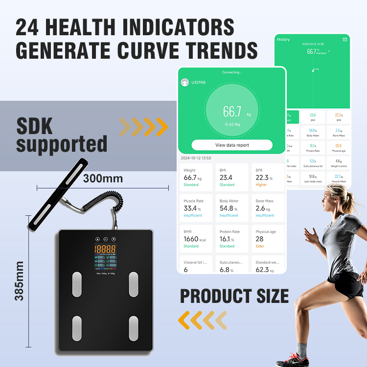 Hot Selling High Quality Smart Scales 8 Electrode Body Digital Fat Monitor App Competitive Prices For Body Composition Function