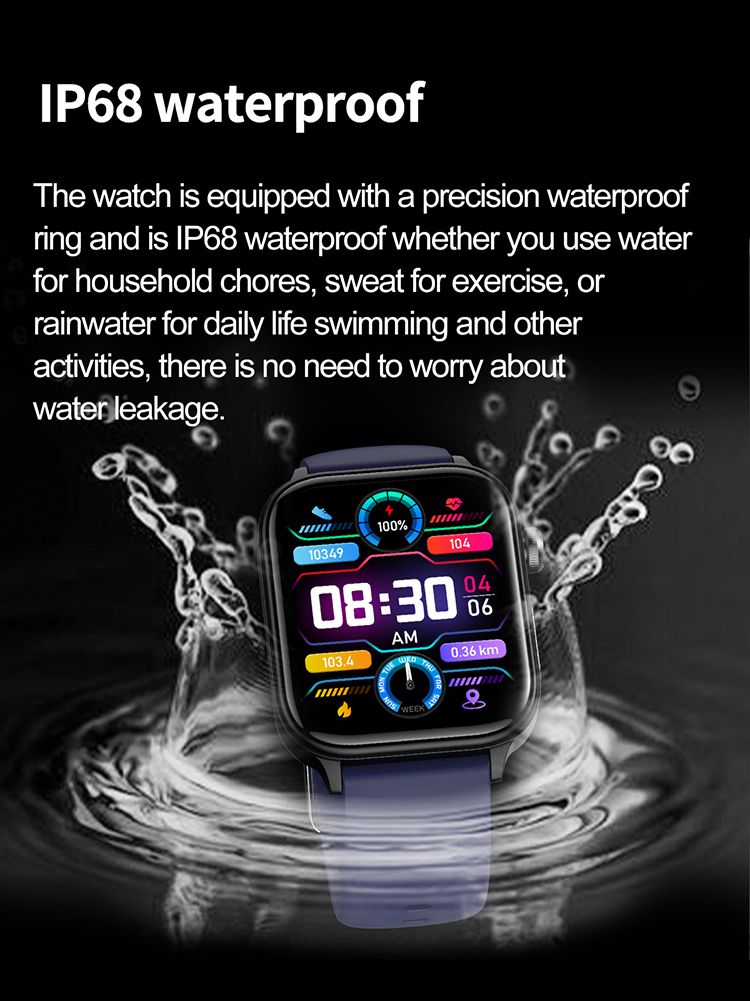 Health Smart Watches ET570 ECG Heart Rate Blood Pressure Body Temperature AI Health Monitoring IP68 Waterproof Sport Smartwatch