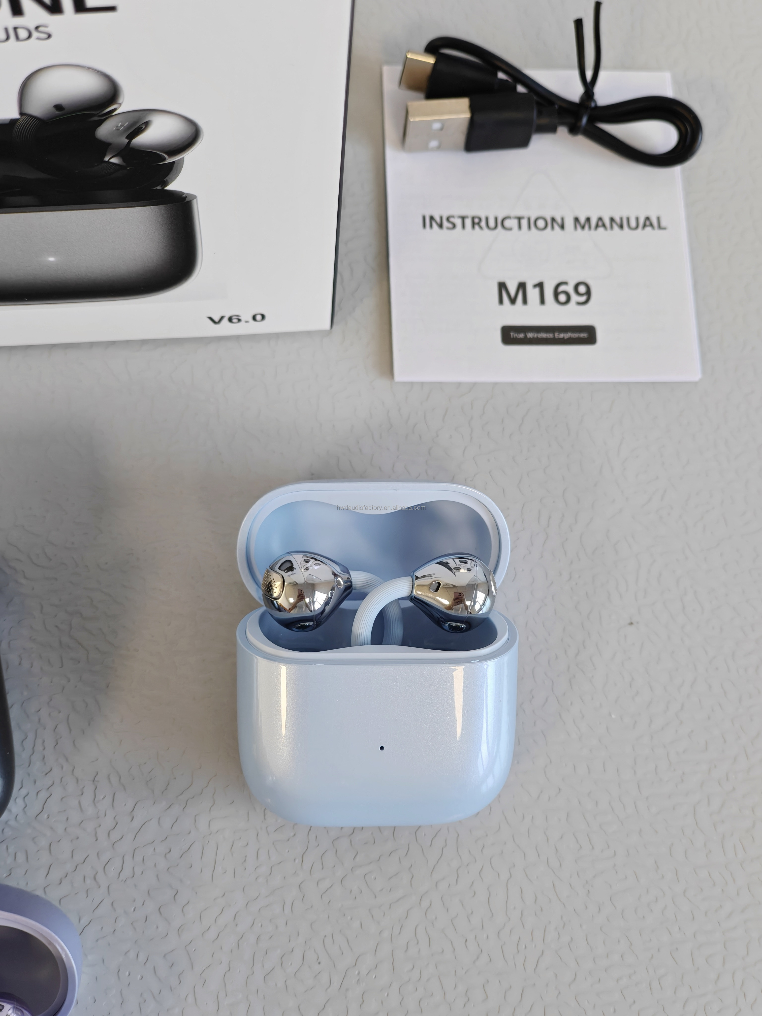M169 OWS Open Ear Wireless Earbuds BT 6.0 IP55 Waterproof Ear Clip Sports Headphone Mic 10-15 Hours Battery