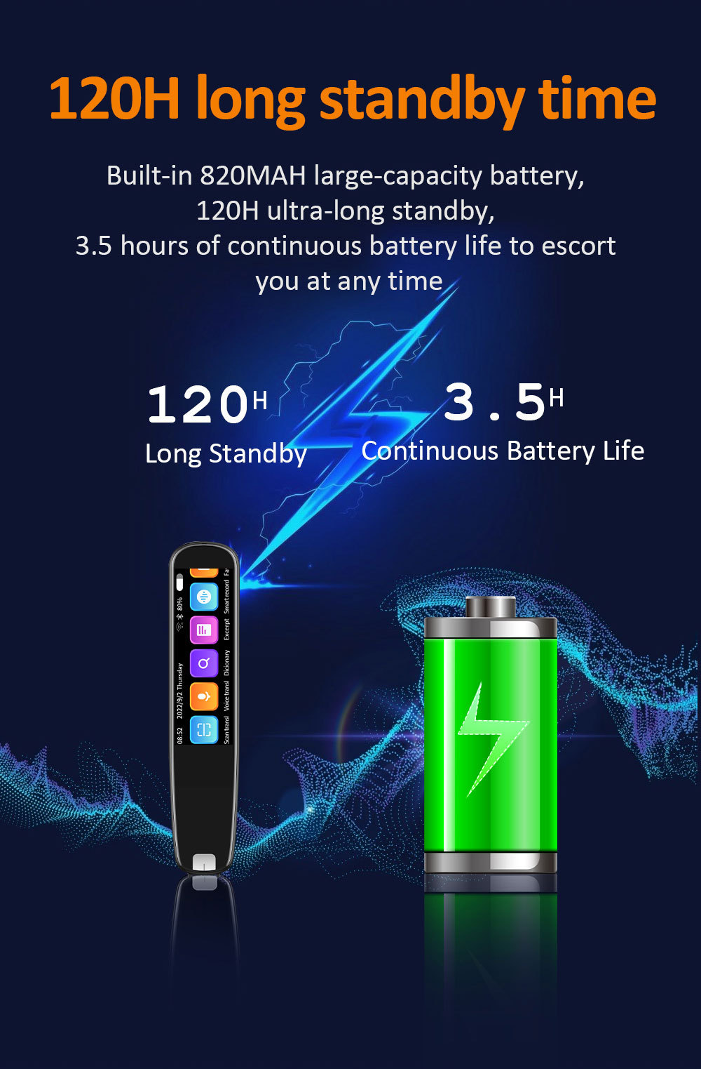 AI Smart Scanning Translator Pen,OCR Text to Speech Digital Dictionary Pen for Students Language Learning 142 Languages